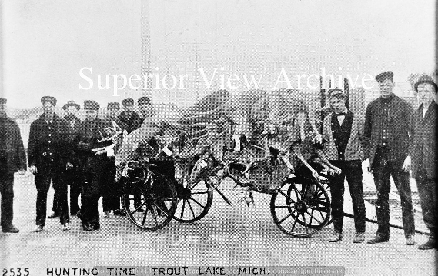 Antique Deer Hunting Wagon Load of Big Bucks Trout Lake MI Whitetail Deer Hunt