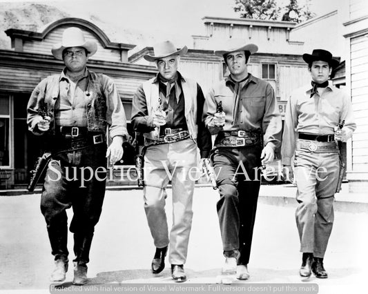 The TV Show Cast of Bonanza Little Joe Hoss Pa Adam Bonanza Guns Drawn