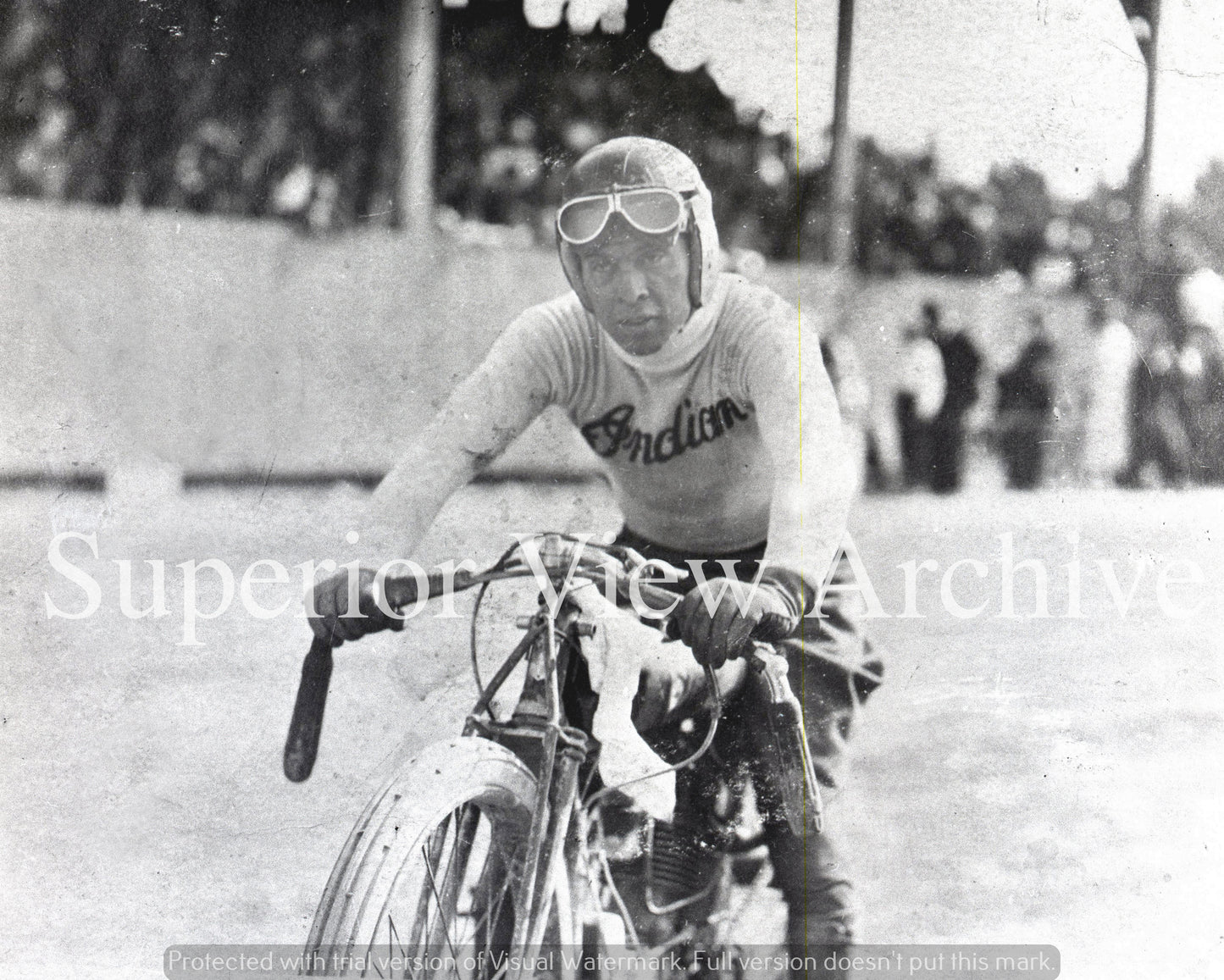 Old Time Indian Motorcycle Racer Photo Indian Jersey Johnnie Seymour Michigan