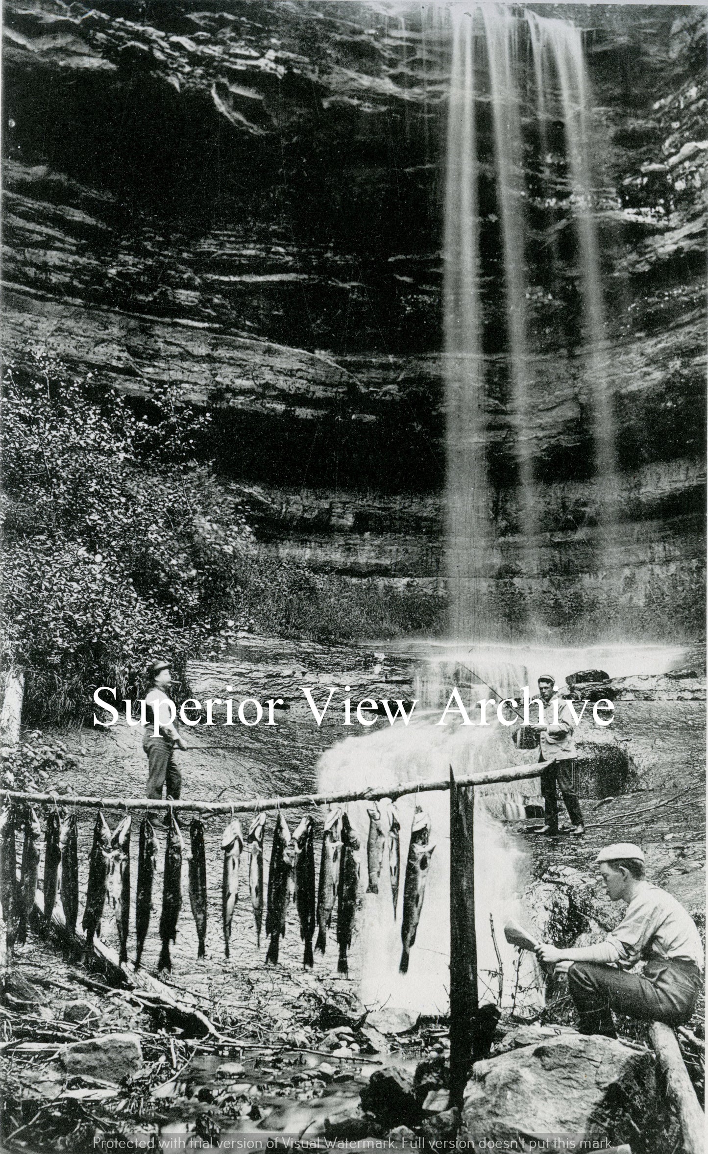 Fishing in Munising Waterfall