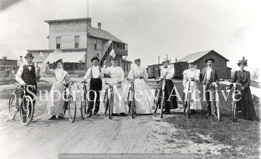 Nine Antique Bicycles Derbys Long Dresses July 4 1900 Sagola MI Vintage Bikes