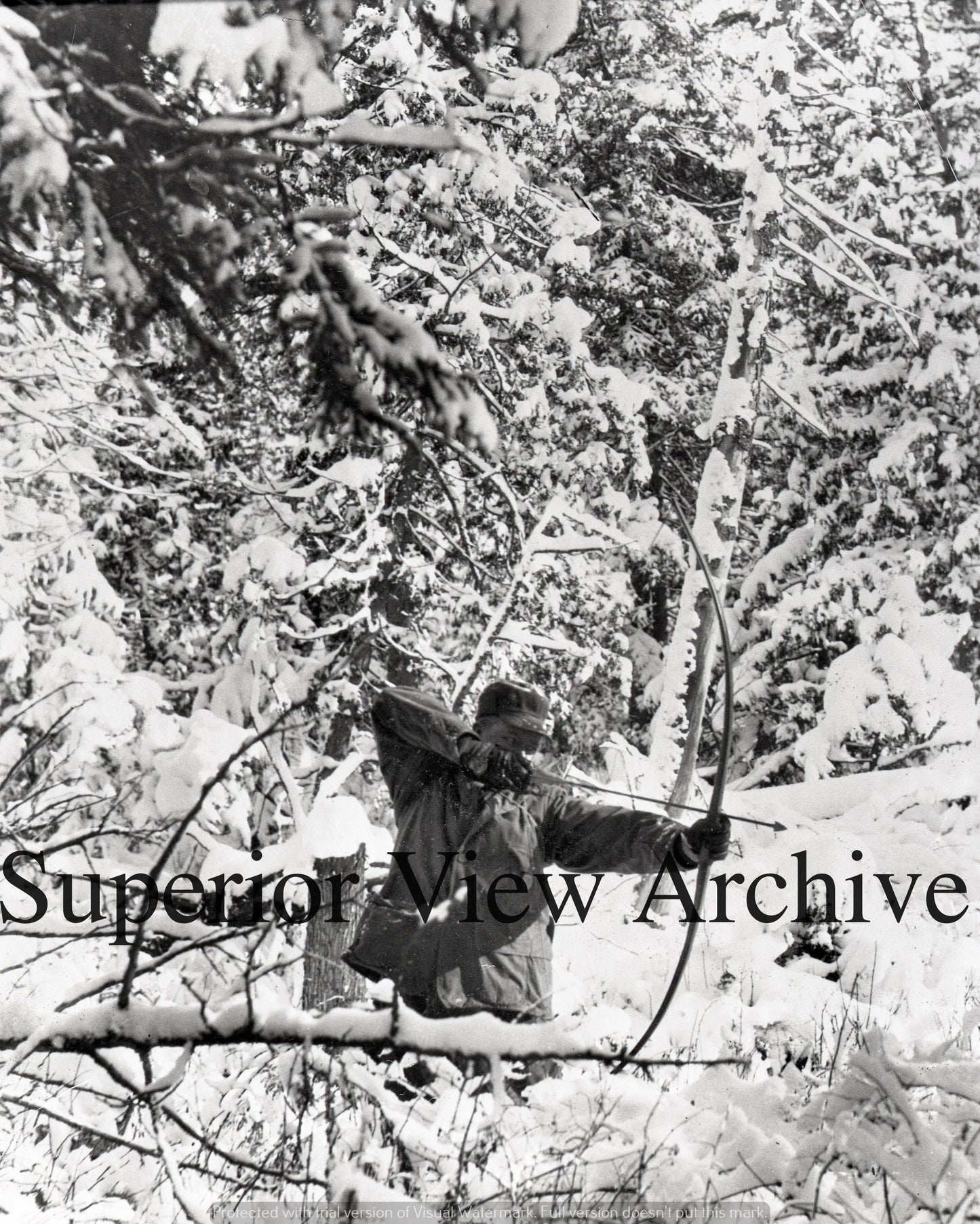 Vintage Archery Bow Hunting Whitetail Deer Hunt Old Time Bow Hunter 1930