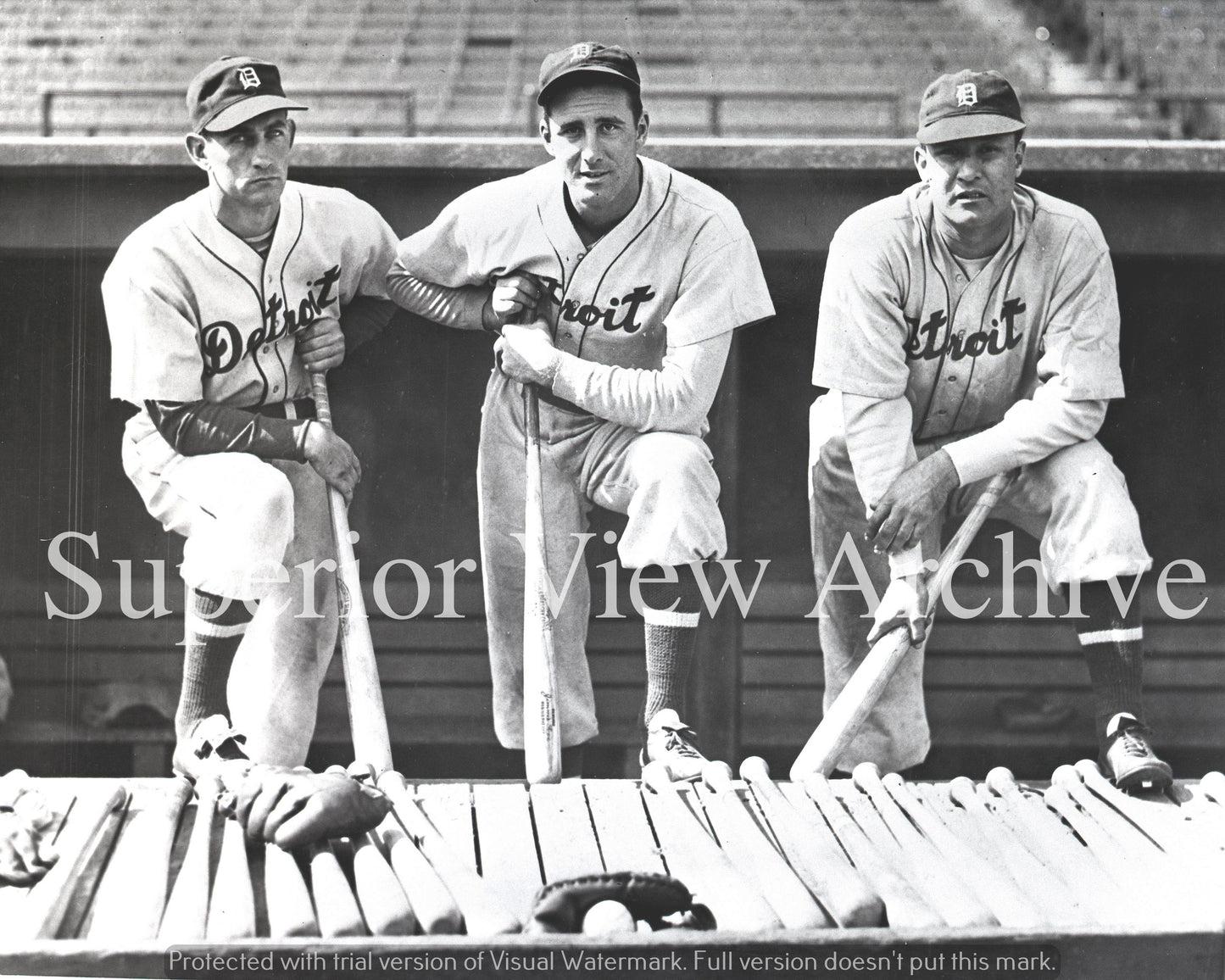 Detroit Tiger Baseball Charlie Gehringer Hank Greenberg Rudy York 1940 Dug Out