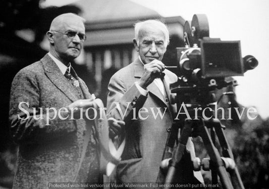 Thomas Edison And George Eastman With Edison Movie Camera Kodak Film