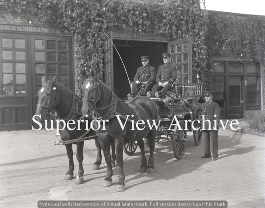 Old Time Horse Drawn Fire Truck Firemen Vintage Firefighting Ishpeming MI