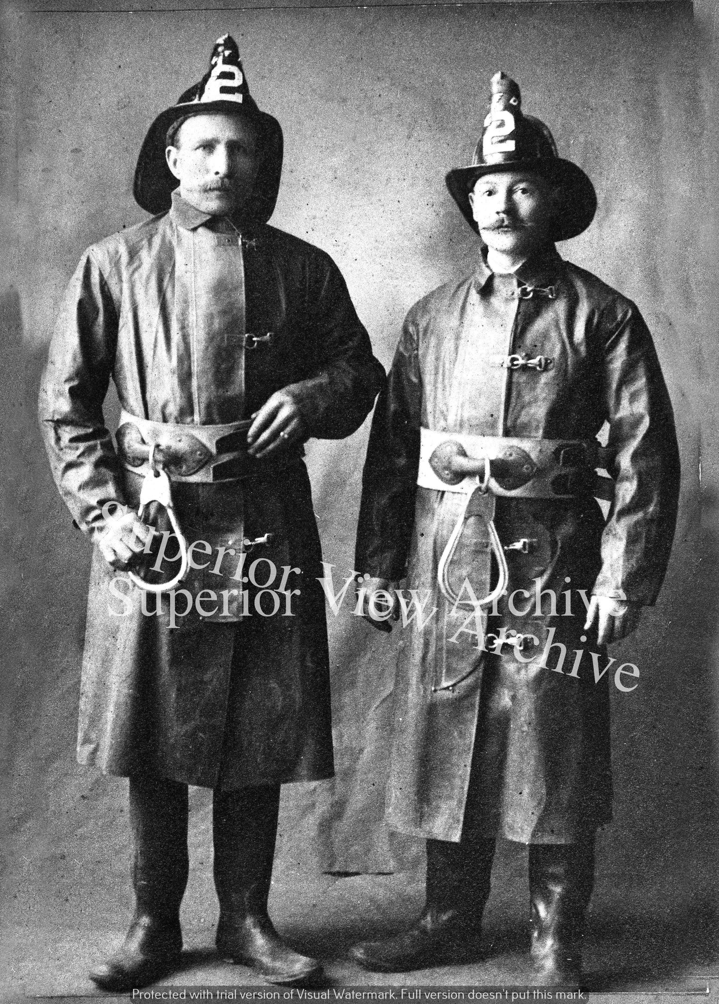 Old Time Firemen Vintage Firefighting Helmets Hooks Boots Rubber Coats