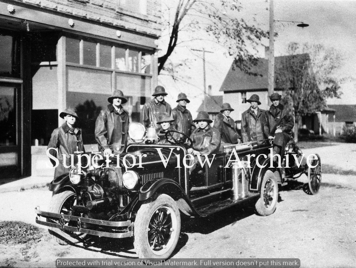 Old Time Firemen Vintage Firefighting Chevy Fire Truck Raincoats Pellston MI