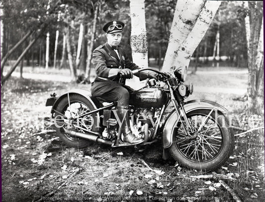 Old Harley Davidson Police Motorcycle 1930 Goggles Leather Boots Marquette MI