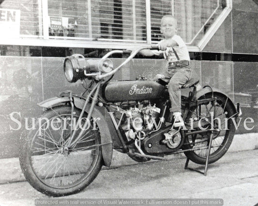 Old Time Indian Motorcycle Photo Little Boy On Vintage Indian Motorcycle