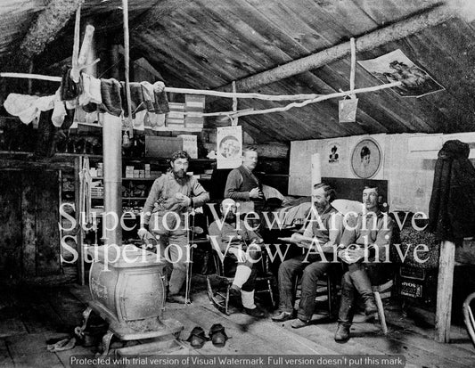 Old Time Logging Camp Interior Lumberjacks Lumber Camp Bunk Wood Stove Socks