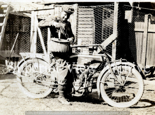 Fishing On A Vintage Excelsior Motorcycle Old Time Excelsior Motorcycle Creel