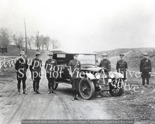 Michigan State Police Road Block 1920's Old Time Police Uniforms Hats