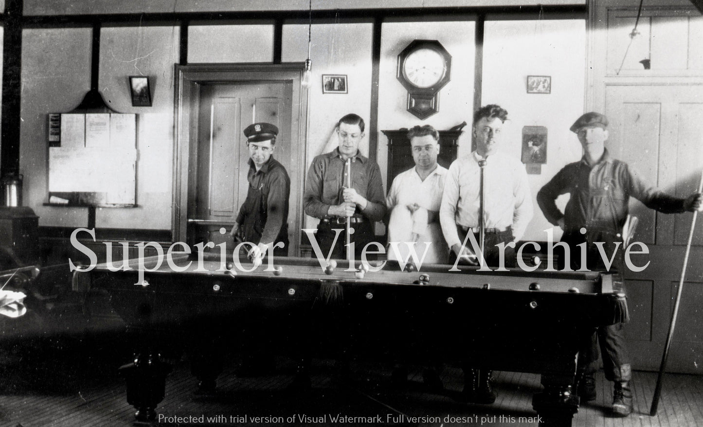 Michigan State Police Negaunee Post Pool Table Vintage 1920 Pool Playing Police