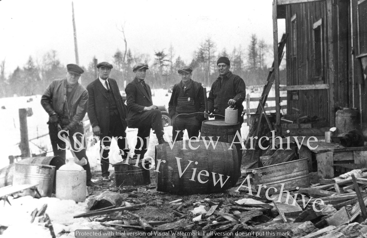 Michigan State Police Prohibition Raid Busting Beer Barrels Stills Negaunee MI