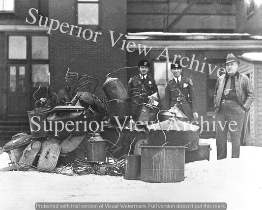 Michigan State Police Munising Post Prohibition Raid Big Pile of Stills 1920