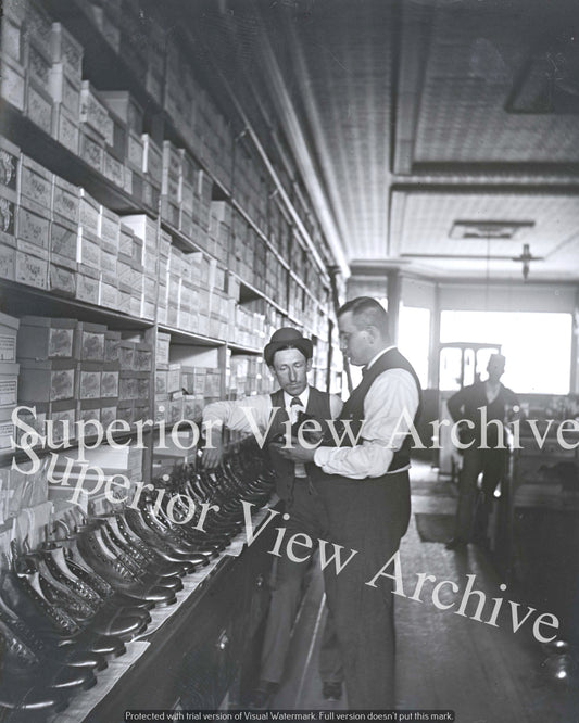 Old Time Shoe Store Shoe Salesman Boot Display Antique Boot Salesman 1900