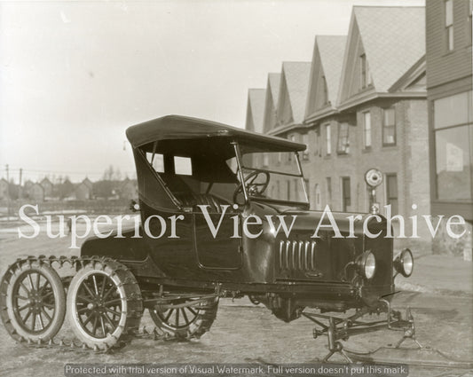 Vintage Automobile Transformed into Snowmobile