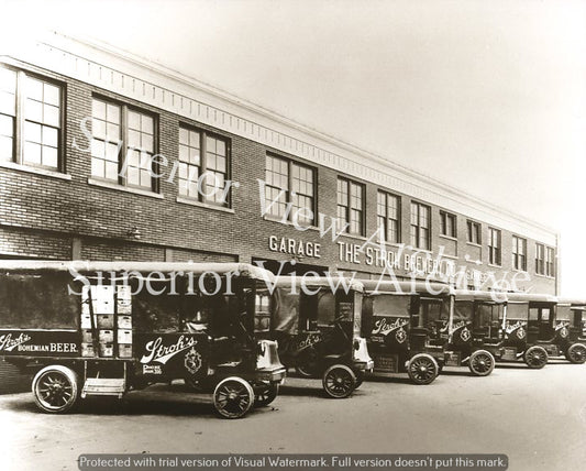 Strohs Brewing Co. Detroit MI Six Vintage Delivery Trucks Stroh Beer Trucks 1918