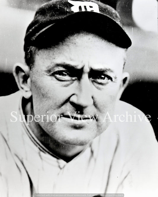 Detroit Tiger Ty Cobb Older Portrait Tiger Uniform Baseball Cap Close Up